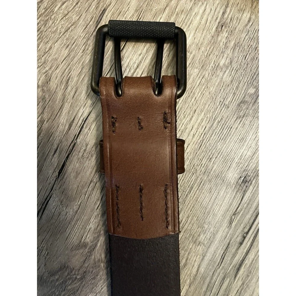 Brown Double Buckle Banana Republic Genuine Cow Leather Belt Size 34